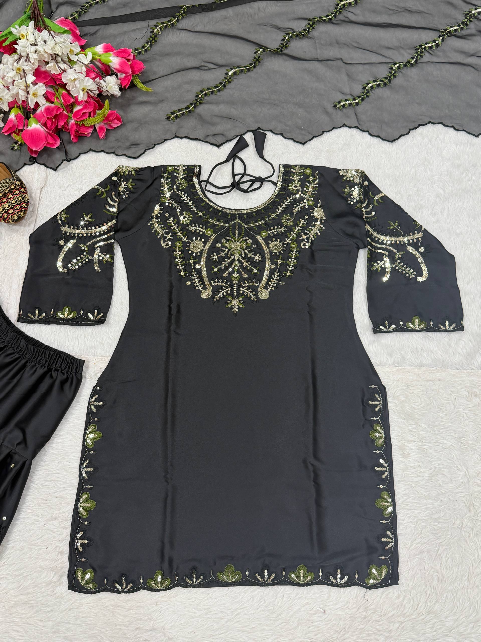Midnight Oxblood Jewel-Neck Ensemble